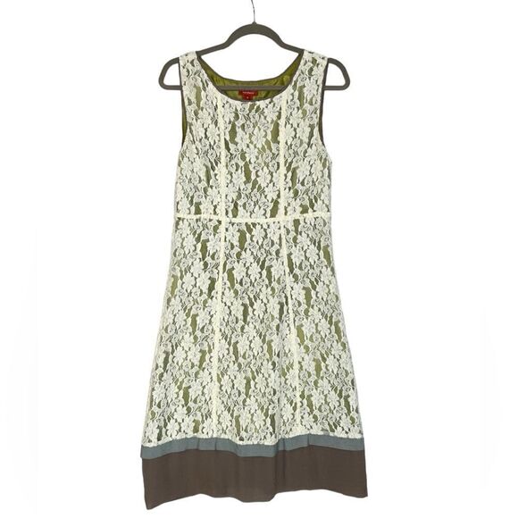 Sundance Orly Green Lace Overlay Midi Dress| Size 8 - Picture 1 of 8